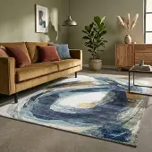 FRAAI Moderner Teppich - Strong Brush Blau Gelb 140x200 cm