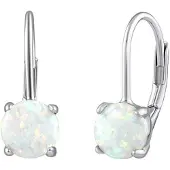 Silvego Silver earrings with white synthetic opal LPS1398W