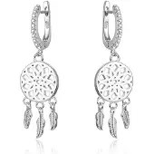 Beneto Silver earrings with zircons dream catcher AGUC1976 (L)