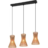TRIO 3-flammige Pendelleuchte Bijou schwarz mit Rattan