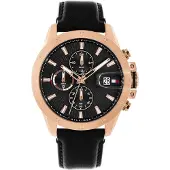 Tommy Hilfiger Herrenuhr Jameson 1792194 Roségold Schwarz mit Datums- & 24-Stunden-Anzeige
