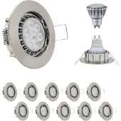 Paulmann 10er Set MILI Einbauleuchtenn 8W GU10 2700K Warmweiss 230V 430 lumen Eisen gebürstet