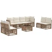 vidaXL Gartensofa-set 9 pcs Beige Poly-Rattan