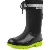 Ladeheid Kinder Mädchen Jungen Gummistiefel mit Stulpe LA-972 (Schwarz/Grün, 29 EU)