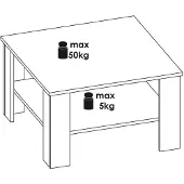 CARO-Möbel Couchtisch Wohnzimmertisch FELICE in Beton Optik mit Stauraum, 68x68 cm