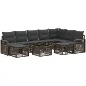 vidaXL Gartensofa-set 10 Stk. Grau Poly-Rattan