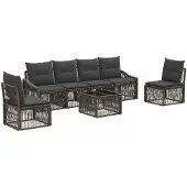 vidaXL Gartensofa-set 7 pcs Grau Poly-Rattan