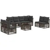 vidaXL Gartensofa-set 9 pcs Grau Poly-Rattan