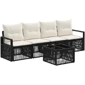 vidaXL Gartensofa-set 5 pcs Schwarz Poly-Rattan