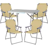 Mojawo 5-teiliges Campingmöbel Set Alu L70xB50xH59cm beige