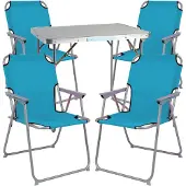 Mojawo 5-teiliges Campingmöbel Set Alu L70xB50xH59cm petrol