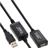 InLine USB 2.0 Aktiv-Verl., mit Signalverstärkung "Repeater", ST A / BU A, 25m, 25 m, USB A, USB A, USB 2.0, Stecker/Buchse, Schwarz