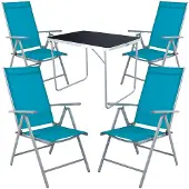 Mojawo 5-tlg Camping Set Gartenmöbel Campingtisch + 4 Campingstuhl Klappstuhl