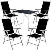 Mojawo 5-tlg Camping Set Gartenmöbel Campingtisch + 4 Klappstuhl schwarz