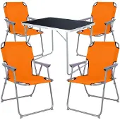 Mojawo 5-tlg Camping Set Gartenmöbel Campingtisch + 4 Campingstuhl Klappstuhl