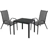 Mojawo Gartengarnitur Sitzgarnitur 3-teilig 80x80cm Non-Wood Anthrazit