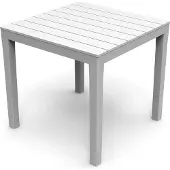 Mojawo Gartentisch Eckig Weiß 78x78x72cm Holz-Optik Kunststoff