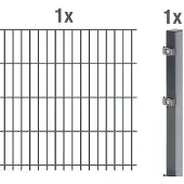Alberts Anbauset Doppelstabmattenzaun anthrazit Höhe 143 cm Länge 2,5 m