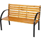 Mojawo Gartenbank Parkbank Massivholz Metall pulverbeschichtet Natur Hell