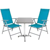 Mojawo Bistrogarnitur 3-teilig Aluminium - Textilen Silber / Patrol