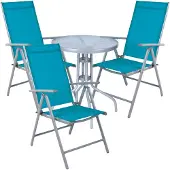Mojawo Bistro Sitzgarnitur Bistrogarnitur 4-teilig Silbergrau / Petrol