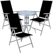 Mojawo Bistro Sitzgarnitur Bistrogarnitur 4-teilig Silbergrau / Schwarz