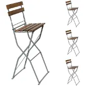 Mojawo Biergarten Barhocker Hochstuhl Klappstuhl Gartenstuhl Akazie Stahl