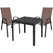 Mojawo Gartengarnitur Sitzgarnitur 3-tlg. 90x90cm Nonwood Anthrazit / Schwarz