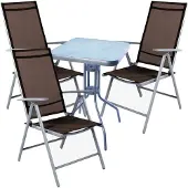 Mojawo Bistro Sitzgarnitur Bistrogarnitur 4-teilig Silbergrau/Schokobraun