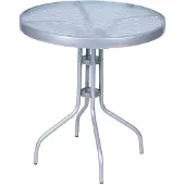 Mojawo Gartentisch Bistrotisch Rund Ø 60 H70cm Glas/Metall Silber Balkontisch
