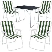 Mojawo 5-tlg Camping Set Gartenmöbel Campingtisch + 4 Campingstuhl Klappstuhl
