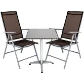 Mojawo Bistrogarnitur 3-teilig Aluminium - Textilen / Schokobraun