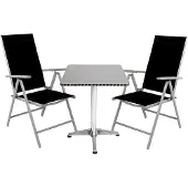Mojawo Bistrogarnitur 3-teilig Aluminium - Textilen Silber / Schwarz