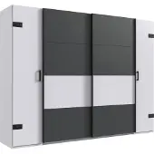 Wimex Dreh-/Schwebetürenschrank Stockholm Kleiderschrank 270x65x210cm Industriedesign Farbe wählbarweiß / graphit
