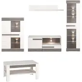 Feldmann-Wohnen Wohnzimmer-Set "Blanco" Wohnwand 5-teilig Pinie weiß grau MDF