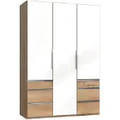 Wimex Kleiderschrank Level Schlafzimmerschrank mit Schubladen Ausführung wählbarPlankeneiche / weißglas