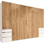 Wimex Kleiderschrank Level Drehtürenschrank mit Schubladen Ausführung wählbarweiß / Plankeneiche