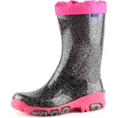 Ladeheid Kinder Mädchen Jungen Gummistiefel Regenschuhe LARB015 (Schwarz Brokat 2, 25)
