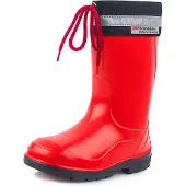 Ladeheid Kinder Mädchen Jungen Gummistiefel mit Stulpe LA-972 (Rot/Schwarz, 31 EU)