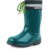 Ladeheid Kinder Mädchen Jungen Gummistiefel mit Stulpe LA-972 (Dunkelgrün/Schwarz, 32 EU)