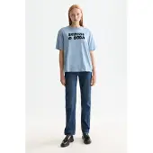 Scotch & Soda Loose Fit T-shirt With Leopard Artwork Faded Denim Größe: XS | Hemden Outlet | Damen | Blau
