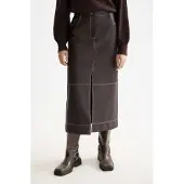 Scotch & Soda Faux Leather Midi Skirt With Front Slit Chocolate Plum Größe: XS | Lederröcke Outlet | Damen | Braun