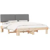 vidaXL Bettgestell mit gepolstertem Kopfteil Hellgrau 200 x 200 cm