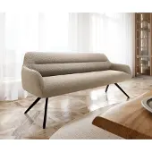 DELIFE Esszimmerbank Taya-Flex 200 cm Bouclé Schlamm Kreuzgestell kantig Schwarz Taschenfederkern