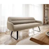 DELIFE Esszimmerbank Taya-Flex 200 cm Bouclé Schlamm Kufengestell flach Schwarz Taschenfederkern