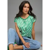 Laura scott Shirtbluse "im Materialmix mit Satin, verschiedene Muster für jeden Geschmack," femininer Stil, Rundhalsausschnitt, lockere Passform