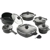 Kärcher Topfset (Aluguss, 12-teilig, Teflon-Classic-Antihaftbeschichtung, inkl. Glasdeckel und 2 Thermogrips)