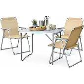 Mojawo 4-teiliges Campingmöbel Set Alu L80xB60xH68cm Beige