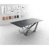 DELIFE Esstisch Edge 200x100cm Keramik LaminamNero Greco Anthrazit Spider Flachstahl Edelstahl