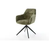 DELIFE Drehstuhl Pejo-Flex Chenille Olive Kreuzgestell breit Schwarz 360° drehbar Wippfunktion Taschenfederkern